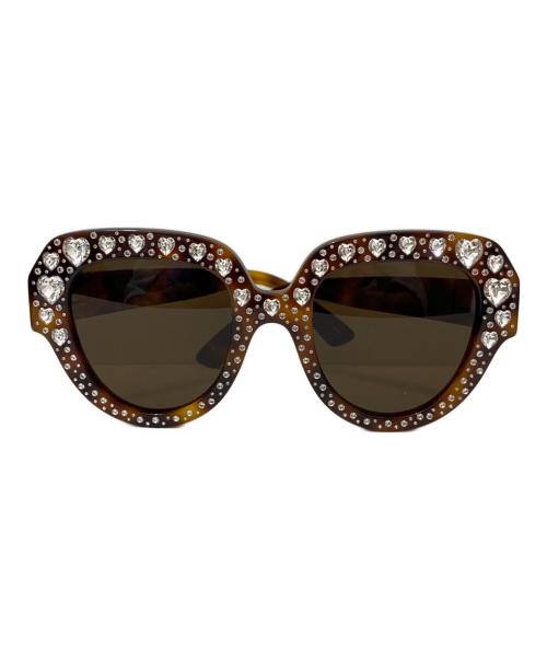 GUCCI（グッチ）GUCCI (グッチ) ラインストーン付サングラス ブラウン サイズ:50□23 140の古着・服飾アイテム