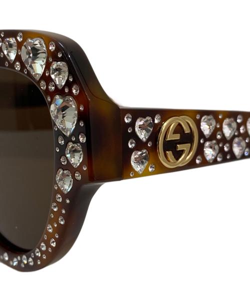 GUCCI（グッチ）GUCCI (グッチ) ラインストーン付サングラス ブラウン サイズ:50□23 140の古着・服飾アイテム