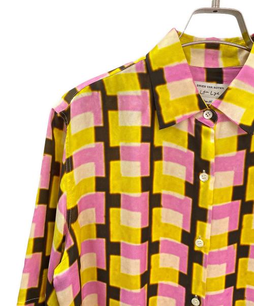 DRIES VAN NOTEN（ドリスヴァンノッテン）DRIES VAN NOTEN (ドリスヴァンノッテン) 総柄シャツ イエロー×ピンク サイズ:36の古着・服飾アイテム