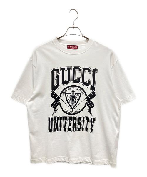 GUCCI（グッチ）GUCCI (グッチ) プリントコットンジャージーTシャツ ホワイト サイズ:XSの古着・服飾アイテム