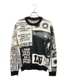 LOUIS VUITTON（ルイ ヴィトン）の古着「ファンジンモチーフマルチ ロゴニット」｜ブラック×ホワイト