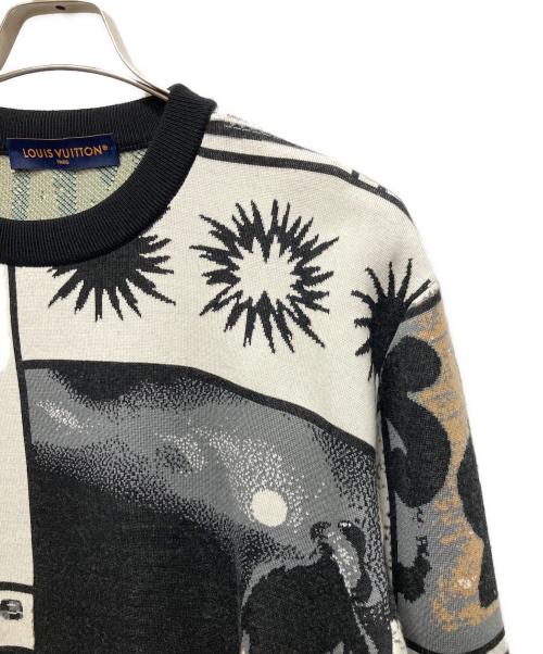 LOUIS VUITTON（ルイ ヴィトン）LOUIS VUITTON (ルイ ヴィトン) ファンジンモチーフマルチ ロゴニット ブラック×ホワイト サイズ:Mの古着・服飾アイテム