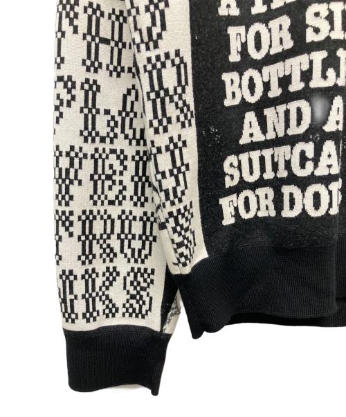 LOUIS VUITTON（ルイ ヴィトン）LOUIS VUITTON (ルイ ヴィトン) ファンジンモチーフマルチ ロゴニット ブラック×ホワイト サイズ:Mの古着・服飾アイテム