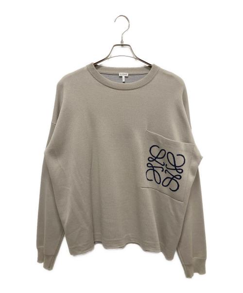 LOEWE（ロエベ）LOEWE (ロエベ) アナグラムインターシャポケットセーター グレー サイズ:XSの古着・服飾アイテム