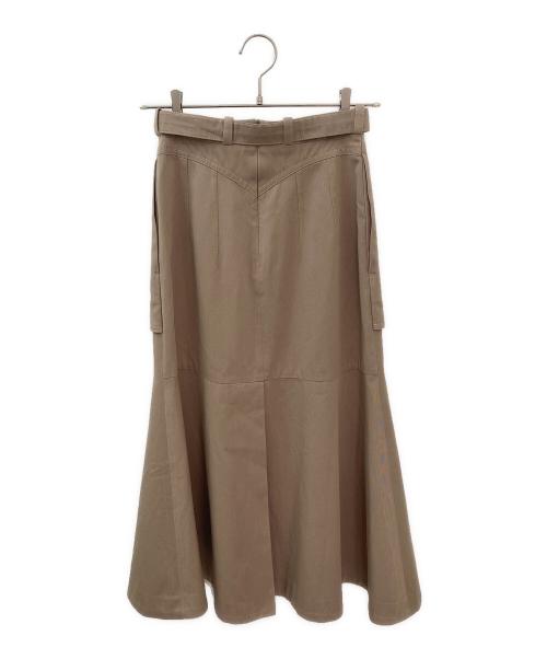 patou（パトゥ）patou (パトゥ) オーガニックコットン製 ミディ丈ポケットスカート ベージュ サイズ:34の古着・服飾アイテム