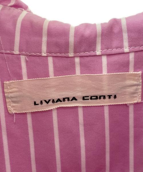 LIVIANA CONTI（リビアナコンティ）LIVIANA CONTI (リビアナコンティ) フリルストライプブラウス ピンク サイズ:Sの古着・服飾アイテム