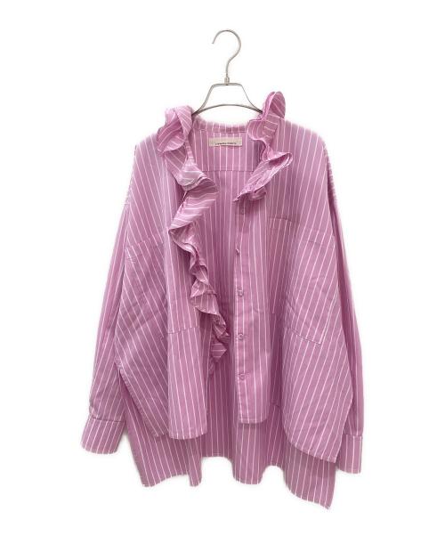 LIVIANA CONTI（リビアナコンティ）LIVIANA CONTI (リビアナコンティ) フリルストライプブラウス ピンク サイズ:Sの古着・服飾アイテム