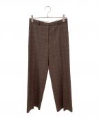 MaxMaraマックスマーラ）の古着「チェックセンタープレスパンツ」｜ブラウン