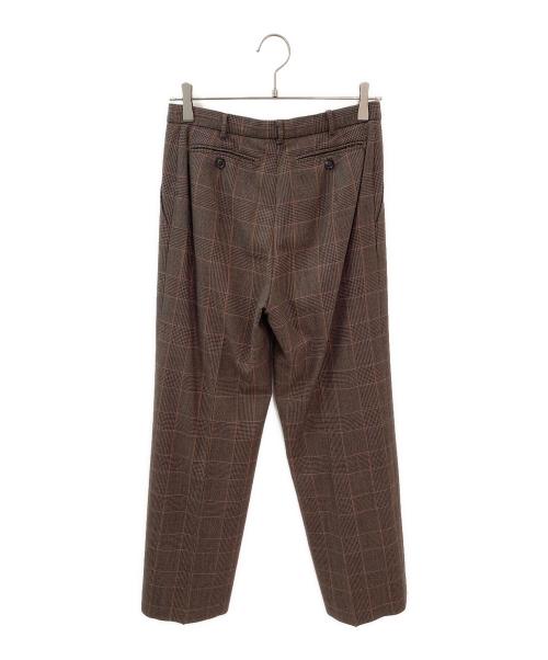 MaxMara（マックスマーラ）MaxMara (マックスマーラ) チェックセンタープレスパンツ ブラウン サイズ:38の古着・服飾アイテム