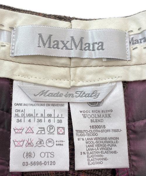 MaxMara（マックスマーラ）MaxMara (マックスマーラ) チェックセンタープレスパンツ ブラウン サイズ:38の古着・服飾アイテム