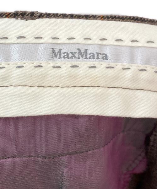 MaxMara（マックスマーラ）MaxMara (マックスマーラ) チェックセンタープレスパンツ ブラウン サイズ:38の古着・服飾アイテム