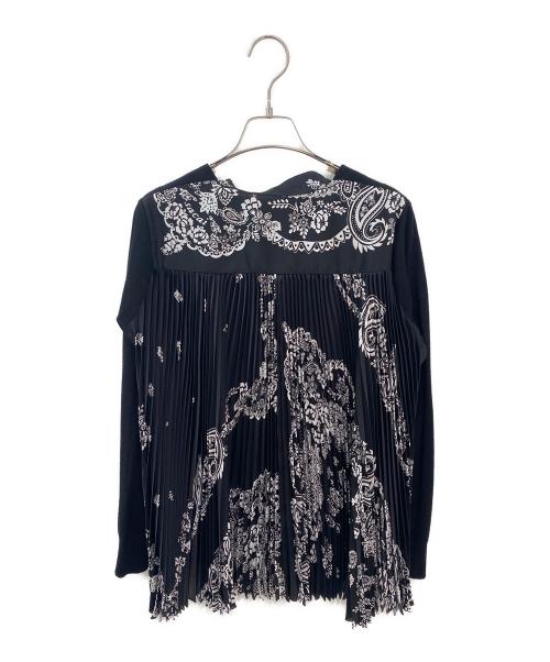 sacai（サカイ）sacai (サカイ) プリーツドッキングカーディガン ブラック サイズ:2の古着・服飾アイテム