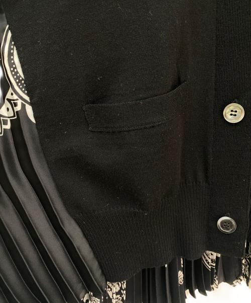 sacai（サカイ）sacai (サカイ) プリーツドッキングカーディガン ブラック サイズ:2の古着・服飾アイテム