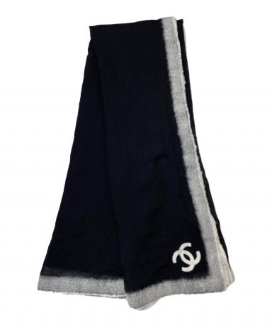 CHANEL シャネル ストール - 白系 【古着】【中古】 CHANEL - CHANEL シャネル ストール - 白x黒系(総柄) 【古着】【中古