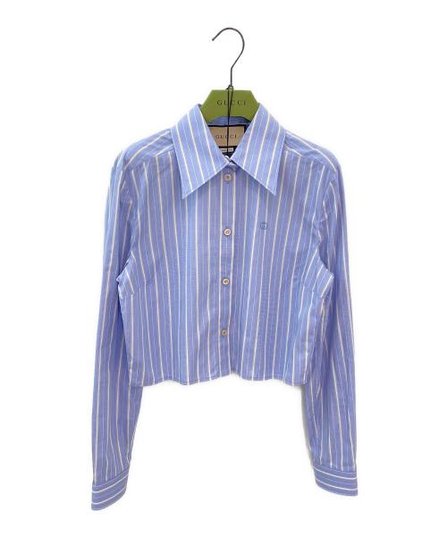 GUCCI（グッチ）GUCCI (グッチ) クロップドストライプシャツ ブルー サイズ:42の古着・服飾アイテム