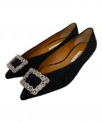 Pippichicピッピシック）の古着「ツイードビジューパンプス」｜ブラック