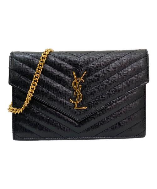 Saint Laurent Paris（サンローランパリ）Saint Laurent Paris (サンローランパリ) エンベロープ チェーンショルダーバッグ ブラックの古着・服飾アイテム
