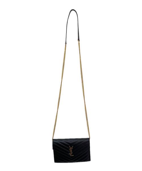 Saint Laurent Paris（サンローランパリ）Saint Laurent Paris (サンローランパリ) エンベロープ チェーンショルダーバッグ ブラックの古着・服飾アイテム