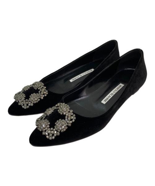 Manolo Blahnik（マノロブラニク）Manolo Blahnik (マノロブラニク) ハンギシフラットパンプス ブラック サイズ:35　２/１の古着・服飾アイテム