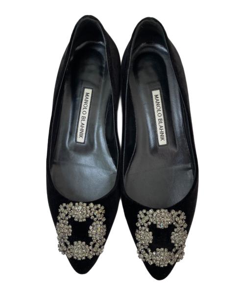 Manolo Blahnik（マノロブラニク）Manolo Blahnik (マノロブラニク) ハンギシフラットパンプス ブラック サイズ:35　２/１の古着・服飾アイテム