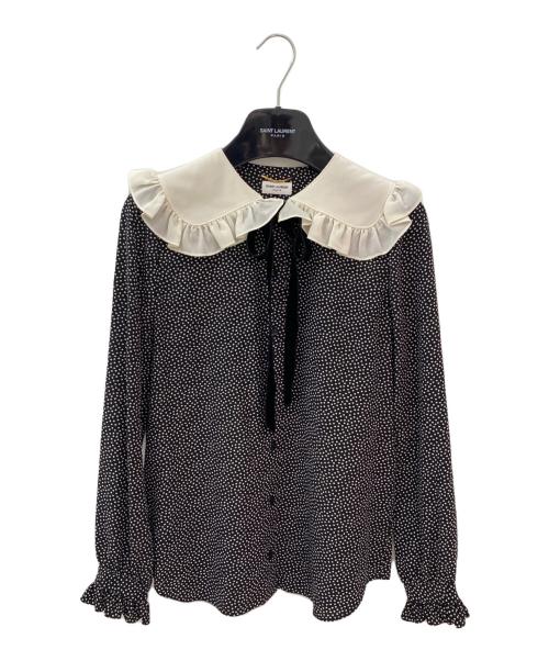 Saint Laurent Paris（サンローランパリ）Saint Laurent Paris (サンローランパリ) ドットブラウス ブラック サイズ:36の古着・服飾アイテム