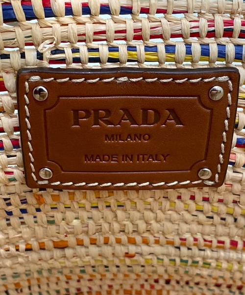 PRADA（プラダ）PRADA (プラダ) ストロートライアングルロゴハンドバッグ マルチカラー×ブラウンの古着・服飾アイテム