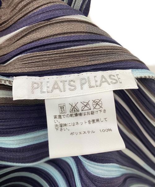 PLEATS PLEASE（プリーツプリーズ）PLEATS PLEASE (プリーツプリーズ) ストライプノースリーブカットソー パープル サイズ:3の古着・服飾アイテム