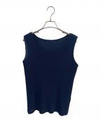 PLEATS PLEASEプリーツプリーズ）の古着「ノースリーブカットソー」｜ネイビー