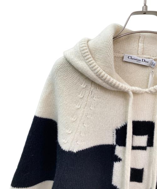 Christian Dior（クリスチャン ディオール）Christian Dior (クリスチャン ディオール) 七分袖セーター ホワイト×ブラック サイズ:42の古着・服飾アイテム