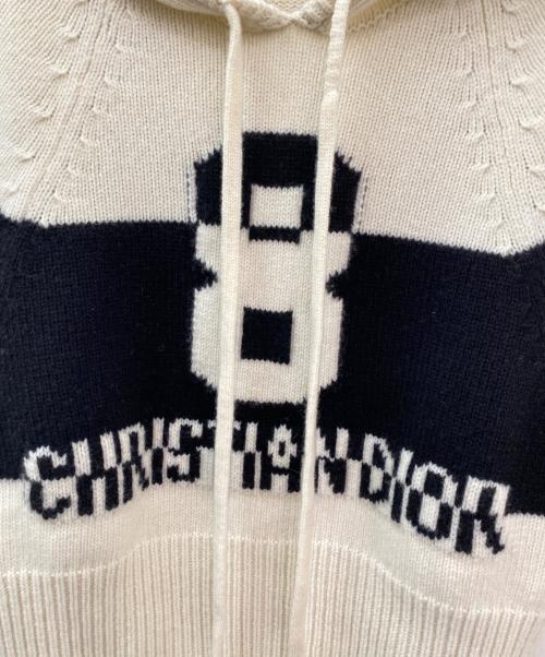 Christian Dior（クリスチャン ディオール）Christian Dior (クリスチャン ディオール) 七分袖セーター ホワイト×ブラック サイズ:42の古着・服飾アイテム
