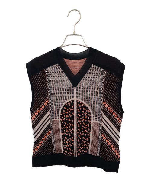 Mame Kurogouchi（マメクロゴウチ）Mame Kurogouchi (マメクロゴウチ) 金木犀柄ニットベスト ブラック サイズ:2の古着・服飾アイテム
