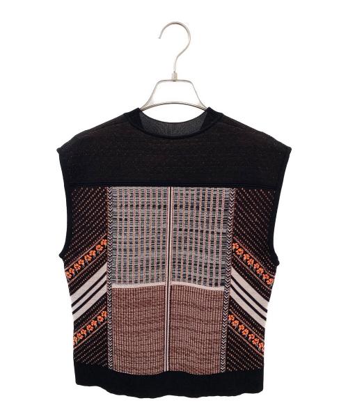 Mame Kurogouchi（マメクロゴウチ）Mame Kurogouchi (マメクロゴウチ) 金木犀柄ニットベスト ブラック サイズ:2の古着・服飾アイテム