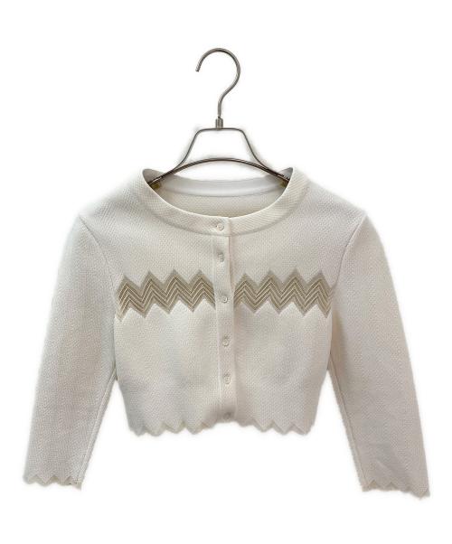 ALAIA（アライア）ALAIA (アライア) トクルーネッククロップドカーディガン ホワイト サイズ:36の古着・服飾アイテム