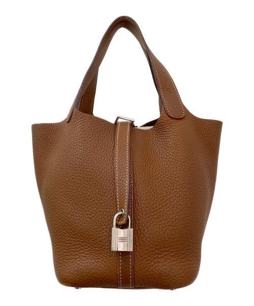 HERMES（エルメス）HERMES (エルメス) ピコタンロックPM/シルバー金具/トリヨンクレマンス/□N刻印 ブラウン系 サイズ:PMの古着・服飾アイテム