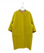 DRAWERドゥロワー）の古着「配色リバーノーカラーコート」｜イエロー