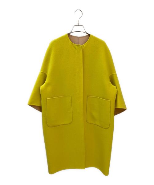 DRAWER（ドゥロワー）DRAWER (ドゥロワー) 配色リバーノーカラーコート イエロー サイズ:36の古着・服飾アイテム
