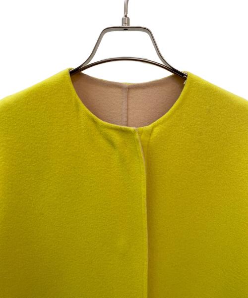 DRAWER（ドゥロワー）DRAWER (ドゥロワー) 配色リバーノーカラーコート イエロー サイズ:36の古着・服飾アイテム