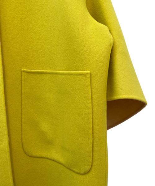 DRAWER（ドゥロワー）DRAWER (ドゥロワー) 配色リバーノーカラーコート イエロー サイズ:36の古着・服飾アイテム