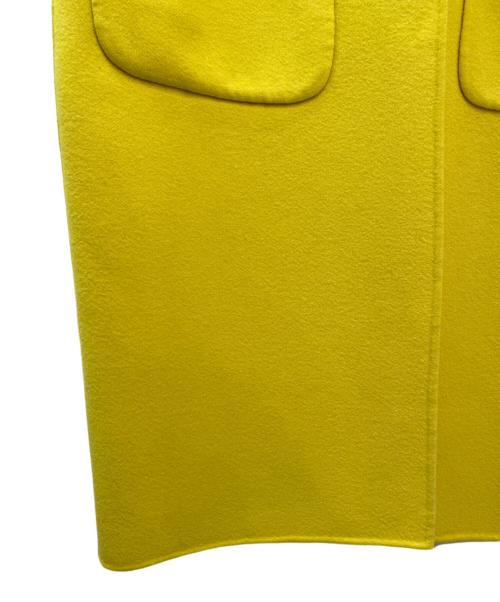 DRAWER（ドゥロワー）DRAWER (ドゥロワー) 配色リバーノーカラーコート イエロー サイズ:36の古着・服飾アイテム