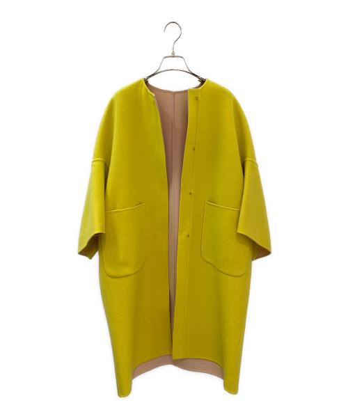 DRAWER（ドゥロワー）DRAWER (ドゥロワー) 配色リバーノーカラーコート イエロー サイズ:36の古着・服飾アイテム