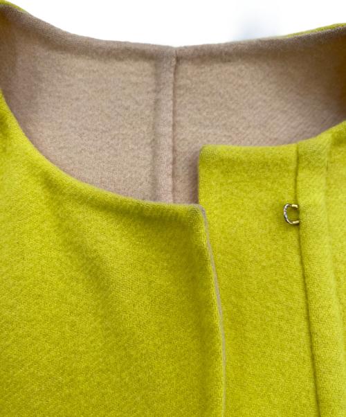 DRAWER（ドゥロワー）DRAWER (ドゥロワー) 配色リバーノーカラーコート イエロー サイズ:36の古着・服飾アイテム