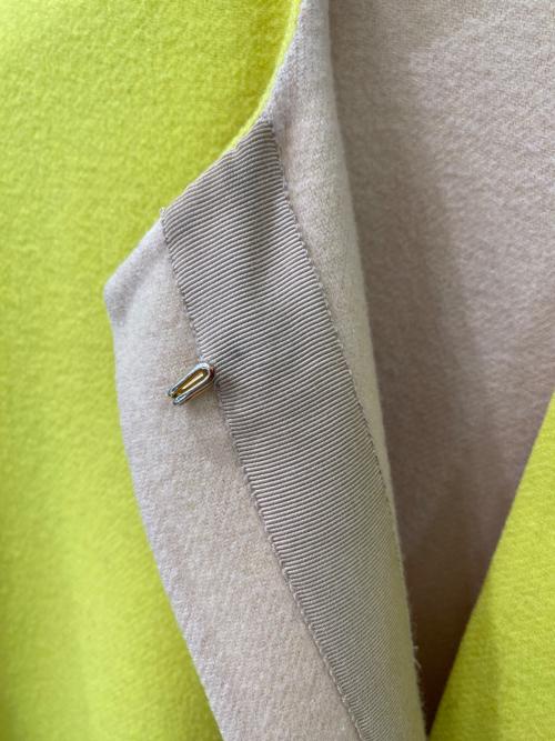 DRAWER（ドゥロワー）DRAWER (ドゥロワー) 配色リバーノーカラーコート イエロー サイズ:36の古着・服飾アイテム