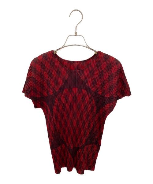 PLEATS PLEASE（プリーツプリーズ）PLEATS PLEASE (プリーツプリーズ) 半袖カットソー レッド サイズ:3の古着・服飾アイテム