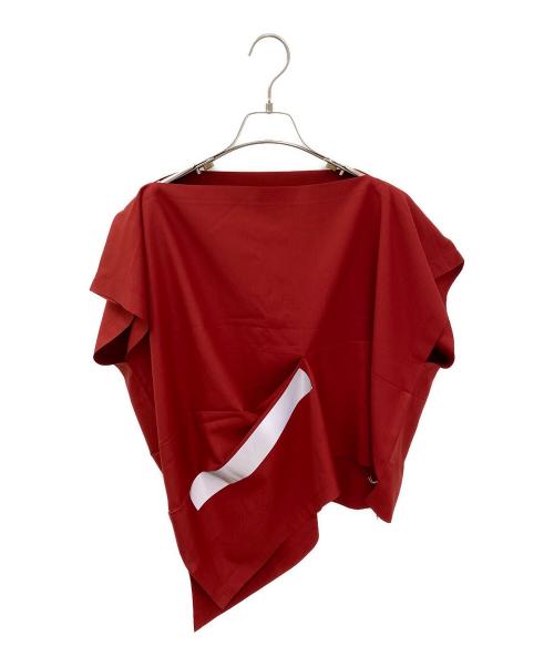 me ISSEY MIYAKE（ミーイッセイ ミヤケ）me ISSEY MIYAKE (ミーイッセイ ミヤケ) アシンメトリーカットソー レッド サイズ:Freeの古着・服飾アイテム