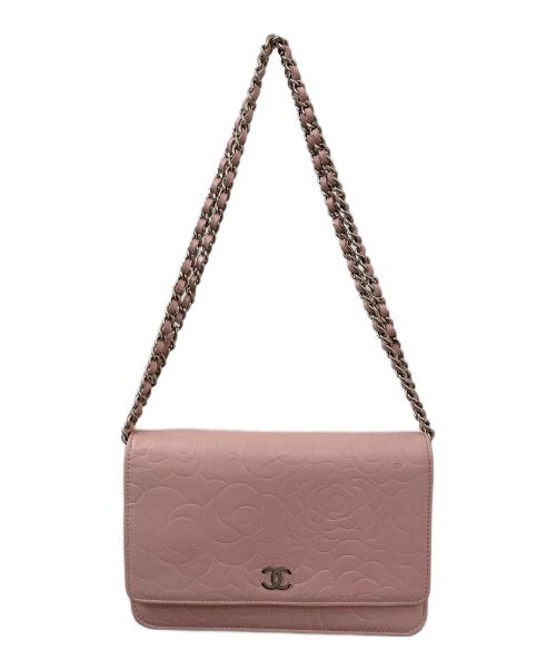 CHANEL（シャネル）CHANEL (シャネル) カメリアチェーンショルダーバッグ ピンクの古着・服飾アイテム