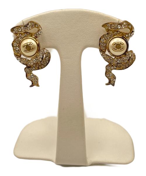 CHANEL（シャネル）CHANEL (シャネル) ストーン付ココマークピアス　2018年製 ゴールドの古着・服飾アイテム