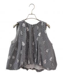 ne quittez pas（ヌキテパ）の古着「Poplin Foil Print Balloon Top」｜ブラック