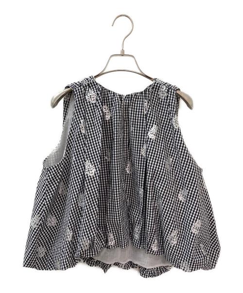 ne quittez pas（ヌキテパ）ne quittez pas (ヌキテパ) Poplin Foil Print Balloon Top ブラック サイズ:Freeの古着・服飾アイテム