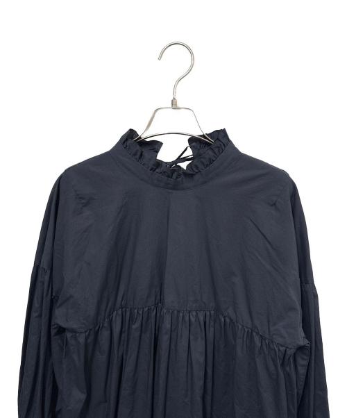 ESTNATION（エストネーション）ESTNATION (エストネーション) コットンフリルカラーブラウス ネイビー サイズ:36の古着・服飾アイテム