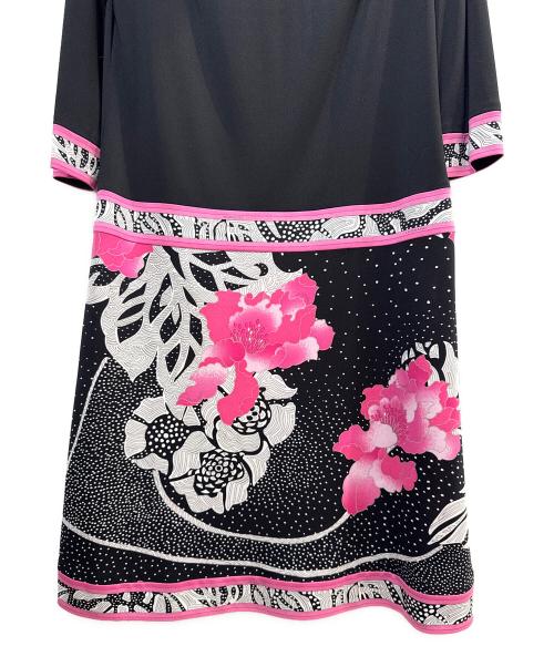 LEONARD（レオナール）LEONARD (レオナール) 花柄ワンピース ブラック×ピンク サイズ:34の古着・服飾アイテム